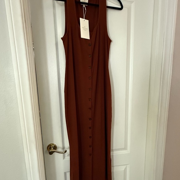 Sezane Rust Button-Front Midi Dress - Picture 3 of 13